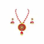 Creative Canal Ethnic Handmade Terracotta Necklace and Earrings Jewellery Set for Women
