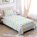 Layers Emaline Collection 144 TC 100% Cotton Gray Moroccan Tile Single Flat Bedsheet with 1 Pillow Cover