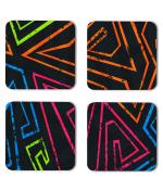 Whats Your Kick Pattern Design Geometrical Design With Black Background Pattern Design Printed Set of 4 Coaster With Metal Stand