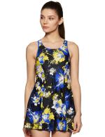 Speedo Women Speedo Navy, Deep Peri Synthetic Female Swimwear All Over Print Racerback Swimdress With Leg (2Xs)
