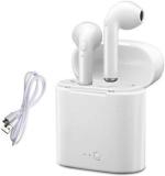 WOF Twins Double Wireless Earbuds, Charging Dock BT V4.2 Plus EDR Deep Bass with Microphone All Latest Android, iPhones In the Ear Bluetooth Headset (White)