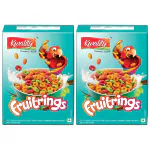 Kwality Fruitrings - Fruit Flavored Rings with Exciting Flavor of Mango, Strawberry, Orange and Vanilla, Made of Whole Wheat 375g x 2 [Pack of 2]