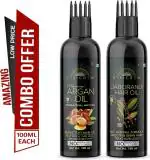 Desi Crew Argan and Jaborandi Oil Cold Pressed for Skin, Body and Hair Care Hair Oil 100 ml Each