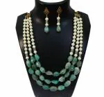 JAYA VISION ENTERPRISES Gemstone Green Aventurine & Synthetic pearl Necklace