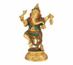 Kartique Home Decor Abstract Brass Ganesh Idol - Small 6 inch