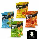 Insane Fit Protein Puffs | Basil Pesto 60g x 8 | Plant Protein | Roasted | Probiotics & Fibre | No Vegetable Oil