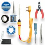 Walkers Beginners 10in1 Mobile Soldering Iron Equipment Tool Machine Combo Kit Set with Flux Paste and Wire 25 W Simple (Flat, Pointed Tip)
