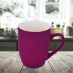 Kookee Ceramic Coffee or Tea Mug with handle Dark Purple Square Print