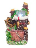 Chronikle Multicolor Polyresin Artistic Table Top Indoor Well Bucket Design Home Decor 2 Steps Water Fountain With Speed Controller Pump, Led And Rotating Ball