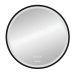 Plantex Stainless Steel Round LED Mirror with Cabinet for Bathroom storage with Defogger and Bluetooth/ (24X24 Inch, Black)