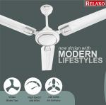 R E L A X O Akshram DLX 1200mm High-Speed Decorative Ceiling Fans for Home | 400 RPM Anti-Rust | 2 Years Warranty Pack of 1 (Glossy White)