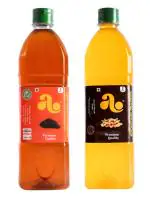 aishwaryam oils Healthy Unrefined Groundnut and Sesame Cooking Oil Preservative Free Wood Pressed - 1 L (pack of 2)