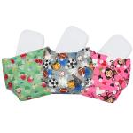 Chinmay Kids Combo of Printed Cloth Diaper- Reusable, Washable, Adjustable Snap Buttons Cloth Diaper For Babies (0-36 Months) With Wet-Free Insert Pads (Pack of 3) (Green- Grey- Pink)