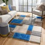 Hitex Carpet Polyester Blue -B Handmade 3D Edge Collection Silk Touch Rug - 4 X 4