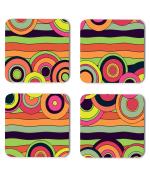 Whats Your Kick Pattern Design Vectors Circles Pattern Design Printed Set of 4 Coaster With Metal Stand
