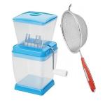 BLUE WONDER Vegetables Plastic Onion Chopper With Stainless Steel Soup Strainer Juice and (Multicolour, Pack of 2)