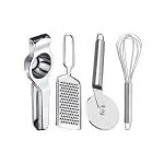 DreamBasket Stainless Steel Lemon Squeezer & Grater & Pizza Cutter & Egg Whisk for Kitchen