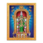 BM TRADERS Meenakshi Amman Devi Sparkle Print Digital Photo in Religious Golden Wall Hanging Frame Big (14 x 18 inch)
