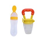 KUPEPE Newborn Baby Feeding Bottle & Fruit and Juice Feeder with Cover (Pack of 2) Feeder (Orange)