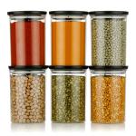 Wintrezza - 900 ml Plastic Grocery Container (Pack of 6, Black)