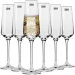 Binzo Transparent Glass Champagne Flute Glasses, 250 Ml (Pack Of 6)