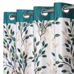 Ultica Fab Printed 8Ft Curtain for Door Pack of 2 | Polyester and Polyester Curtain Panels for Home Office | Eyelet Grommet Parda Drapes for Living Room Bedroom Hall, 4 x 8 Feet Aqua-Yellow Leaf