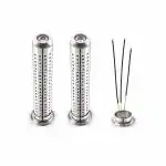 Om Phool Batti Stainless Steel Agarbatti Stand | Incense Stick Stand Holder With Ash Catcher Pack of 2