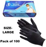 MEDROYAL NO.1 GLOVE Black Nitrile Examination Gloves | Large Size | Powder-Free & Non-Sterile Disposable Gloves | Strong, Tear-Resistant Hand Protection for Medical, Cleaning, Laboratory & Food Handling Use | Pack of 100 Pcs