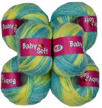 Simi Enterprise Multi, Green Acrylic Wool Baby Soft 4 Ply Wool Ball Hand Knitting Wool, Art Craft Soft Fingering Crochet Hook Yarn, Needle Knitting Yarn Thread Dye Te (Pack Of 6)
