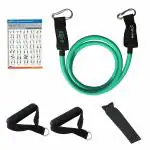 Joyfit Resistance Tube - Stackable Toning Tube with 2 Foam Handles, Door Anchor & Workout Chart(Green)