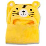 OYO BABY Hooded Baby Blankets for New Born Babies | Super Soft Baby Wrapper Baby Sleeping Bag for Baby Boys, Baby Girls, Babies (86cm x82cm, 0-12 Months, Fleece, Skin Friendly,Yellow Tiger)