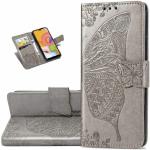ClickCase Butterfly Embossing Series Faux Leather Magnetic Card Holder Wallet Kickstand Case Flip Cover For iQOO Z7s 5G (Grey)