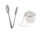 Urban Buy Stainless Steel Momo Tong with Stainless Steel Green Tea Filter and Multicolour, Pack of 2