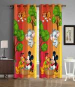 Riftree Polyester Kids favourito Character Digital Print Long Door Curtains for Kids Room & Living Room Pack of 2 Pieces(M0,Tiger,Elephant, 4 x 9 FEET)