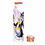 DSH CRAFTING YOUR CURIOSITY Copper Bottles for 1 Litre, White Printed Tom and Jerry for Kids, Travelling Purpose Bottles.