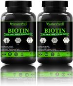 Naturewell Biotin Maximum Strength For Hair Skin And Nails-10000 Mcg, 60 Capsules Each (Pack Of 2)