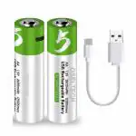 KP Original Battery Rechargeable AA Batteries 1.5V 2600mWh USB Lithium ion Rechargeable AA Battery with USB Type C Charging Cable no Spacial charger requierd (Pack of 2)