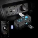Red Champion X6 Wireless Car Bluetooth 3.0 Kits, car Bluetooth Adapter Dongle, 3.5mm Jack AUX Connecter, Audio Receiver, Call Receiver Calling Function For Car/Home Stereo, PC, Home Theatre, Earphone, with Mic and TF Card Playback