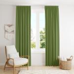 Home Blendz Cotton Curtains for Window Set of 2, Linen Textured Window Curtains for Home Decor, Hangs Elegantly with Back Loops(4.5ft x5 ft, Avocado green)