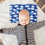 Kradyl Kroft Baby Head Shaping Pillow with 100% Cotton Removable Cover | Applr Biogen Foam Construct | New Born Pillow for Flat Head Prevention (Blue Clouds)