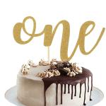 Festiko Gold Real Glitter Card Stock One Cake Topper, First Birthday Cake Topper, 1st Birthday Cake Topper (Gold)