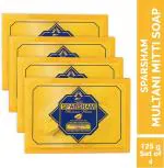 Sparsham HANDMADE MULTANI MITTI TURMERIC SOAP WITH ESSENTIAL OIL FOR ANTIACNE PIMPLE & CLEAR SKIN 500g PACK OF 4