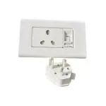 E-DAMEN C and S DB MCB PVC Plastic Base Model Polycarbonate Modular 20 Ampere AC Box Protected Socket (White)