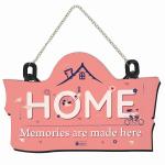 Indigifts Memories are Made Here Peach Rectangular Wooden Wall Hanging Board (8 x 12.5 inch) , Valentine Gift Day
