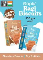 Gaplu Ragi Biscuits || Chocolate & Dry Fruit Mix || Healthy Snacks || Pack of 4 || 150 gm each