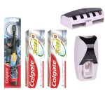 Colgate Batman Toothbrush for kids, Battery Powered Electric Toothbrush, Age 3+, Kids toothbrush and Slim Handle +Colgate Total Advanced Health Cavity Protection Toothpaste - 120g (Pack of 2)+Free wall mount automatic toothpaste dispenser