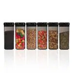 Posh Plasticware Snaplock Airtight 1500 ml Plastic Square Container Set for Kitchen Storage - Containers | Unbreakable & Air-Tight Design | BLACK | Containers Set of 6