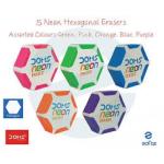 DOMS NEON HEX ERASERS (PACK OF 20)