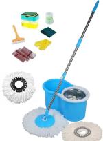 MAGICBUYS Combo Dry Magic Bucket with Steel Spinner Mop With 3 Refills Mop Set ()