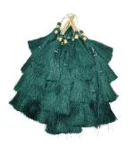Craft Love Dark Green Silk Thread Big Multi Layer Latkan Tassel (Pack Of 12)